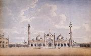 unknow artist View across the Courtyard of  the Jama Masjid in Delhi oil painting on canvas